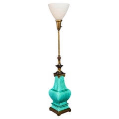 Impressionnante lampe de bureau en céramique et laiton d' Edwin Cole pour Stiffel