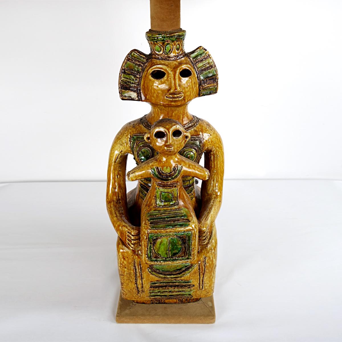 Beeindruckende Steh- oder Tischlampe aus Keramik im mystischen und majestätischen Maya-Stil (Italienisch) im Angebot