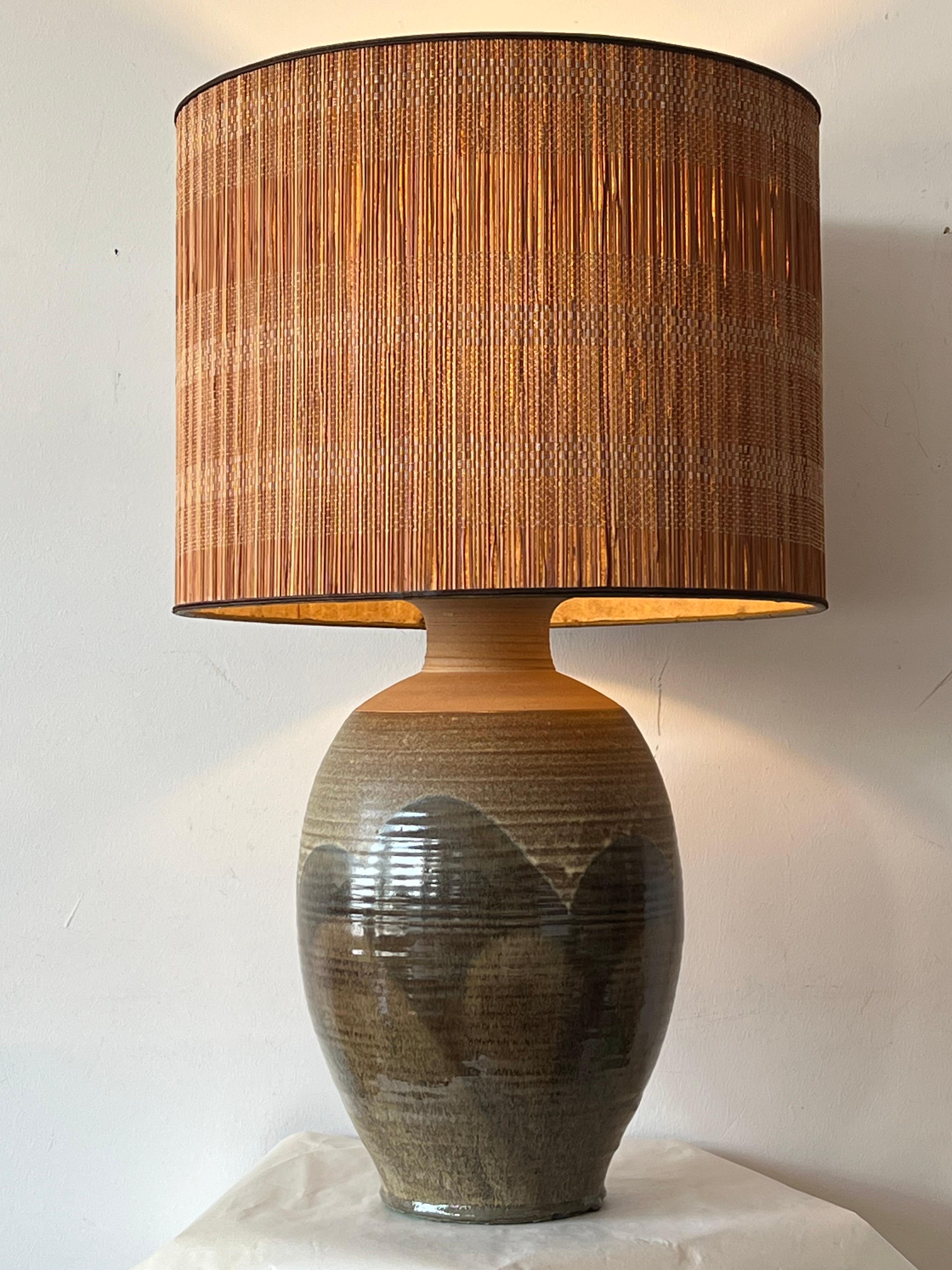 A large and impressive ceramic lamp by David Cressey, California, ca' 1960's. Ceramic base alone is 17