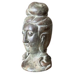 Impressive Chinese Bronze Guanyin Bust / Sculpture
