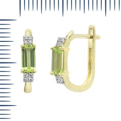 Impressive Chrysolite Diamond Yellow Gold Lever Back Earrings