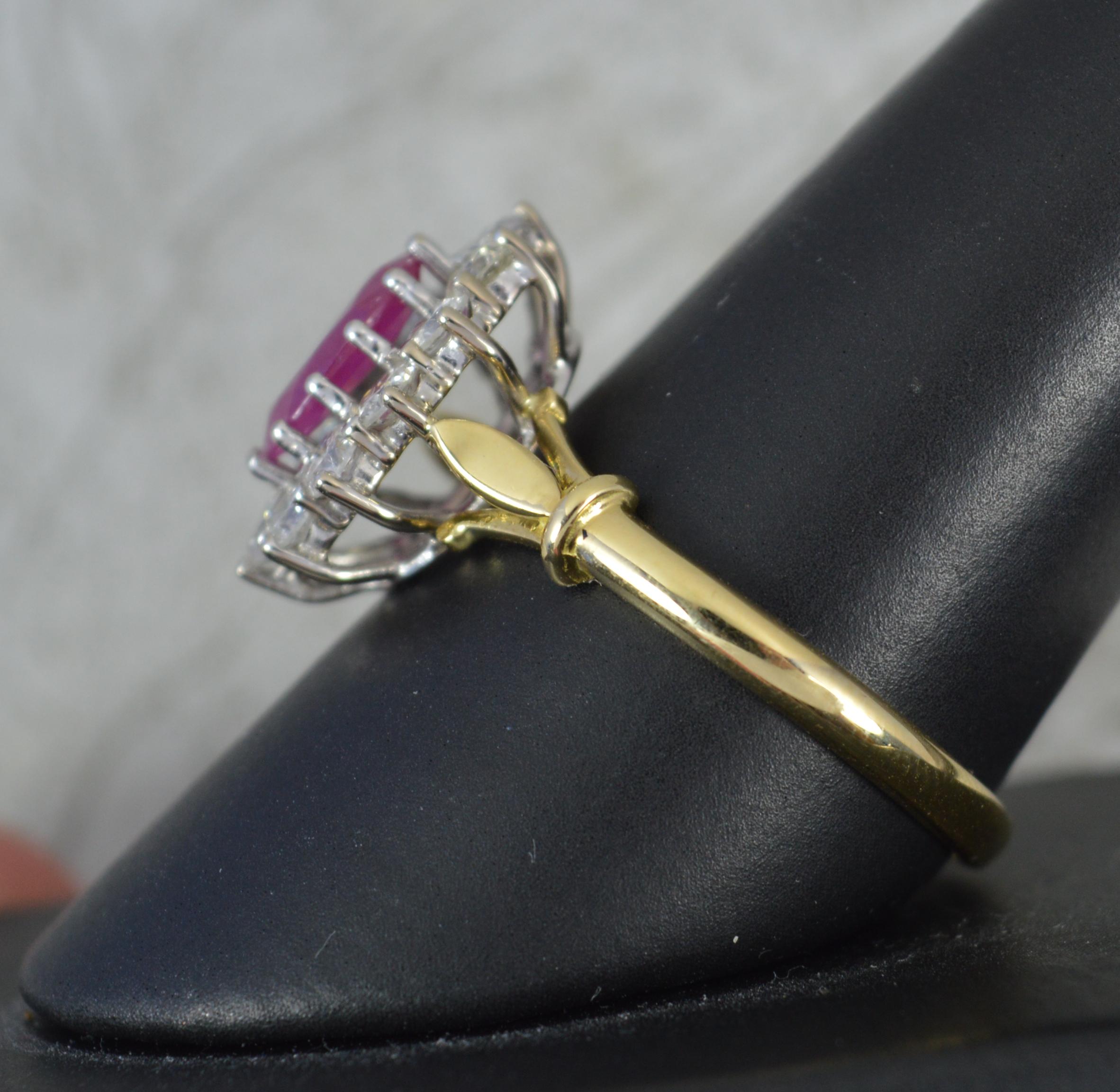 Impressive Classic 1.8ct Ruby and 1.2ct Diamond 18 Carat Gold Cluster Ring For Sale 2