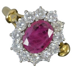 Impressive Classic 1.8ct Ruby and 1.2ct Diamond 18 Carat Gold Cluster Ring
