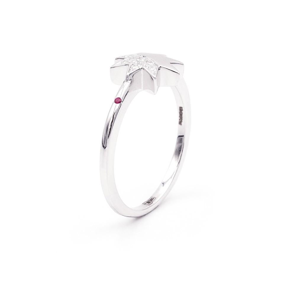 Round Cut Impressive Classic Ruby Diamond White Gold Ring For Sale