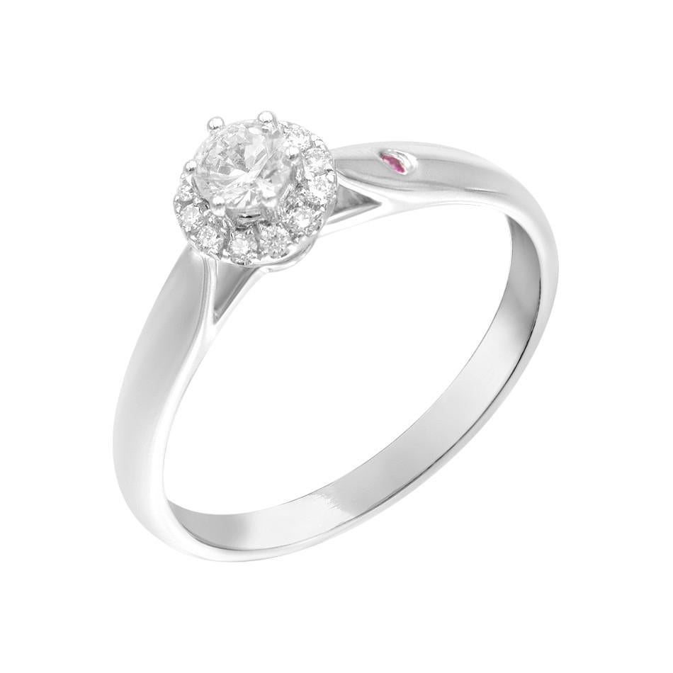 Modern Impressive Classic Ruby Diamond White Gold Ring For Sale