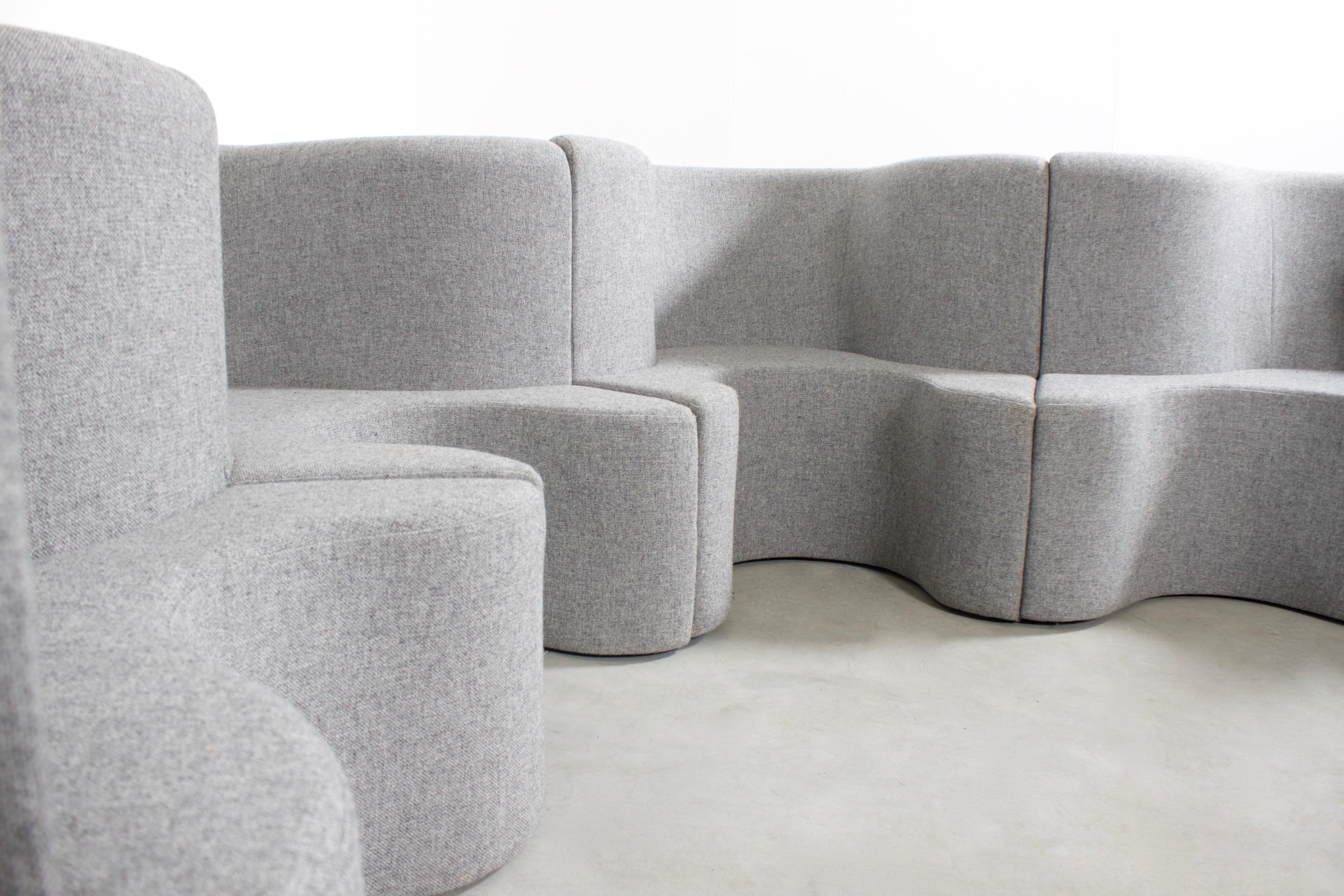 Impressive Clover Leaf Sectional Sofa by Verner Panton in Grey Fabric 1