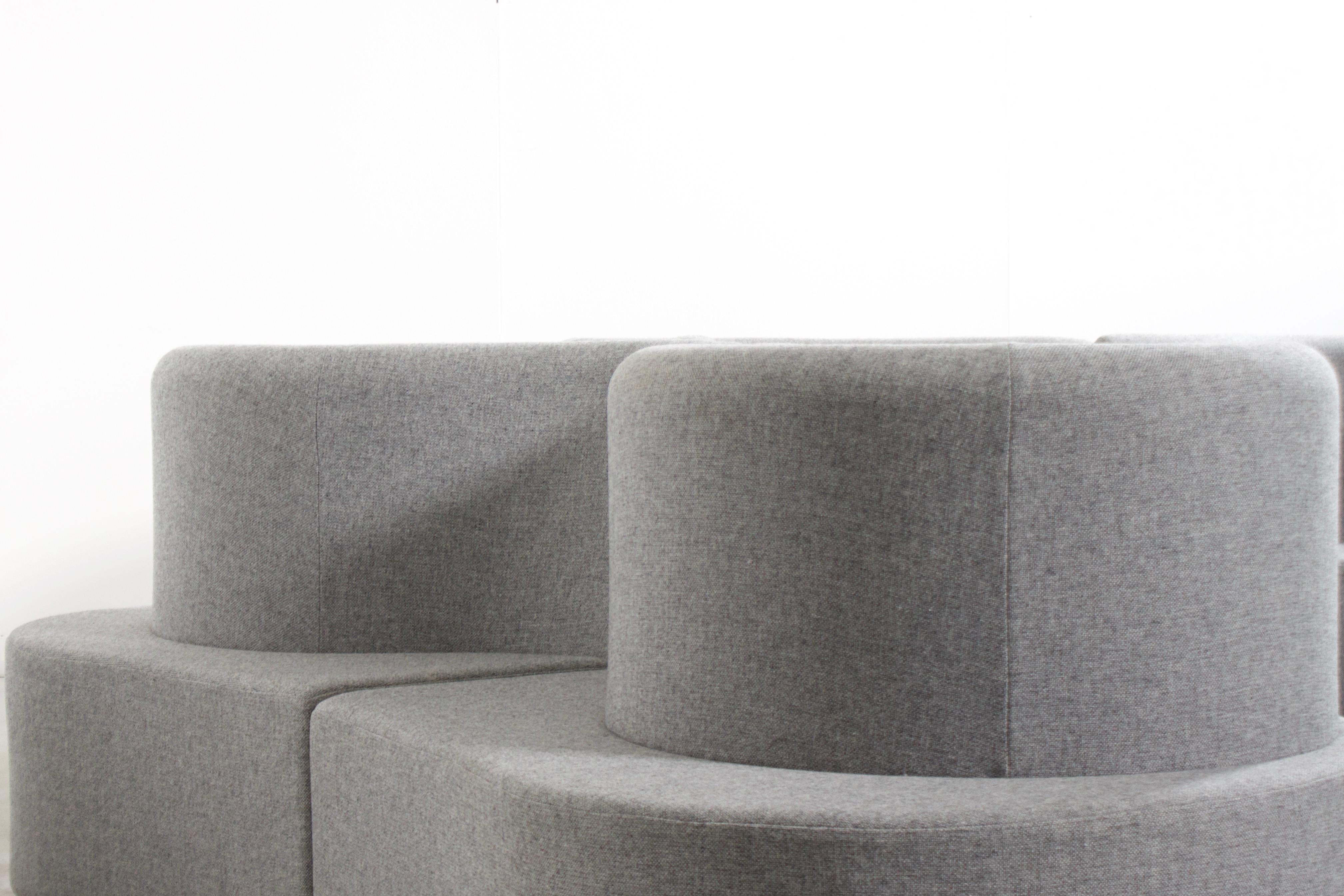 Danish Impressive Clover Leaf Sectional Sofa by Verner Panton in Grey Fabric