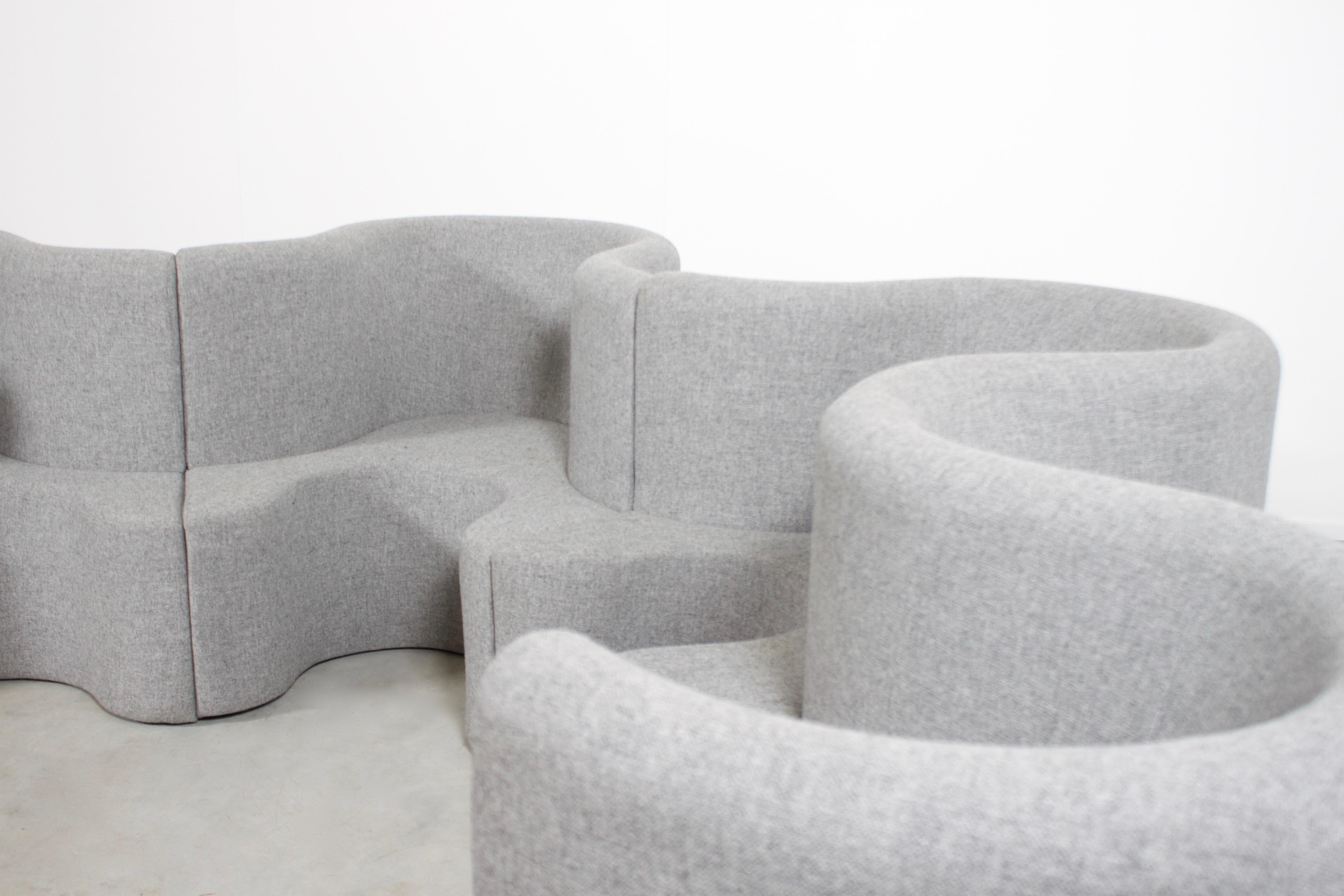 20th Century Impressive Clover Leaf Sectional Sofa by Verner Panton in Grey Fabric