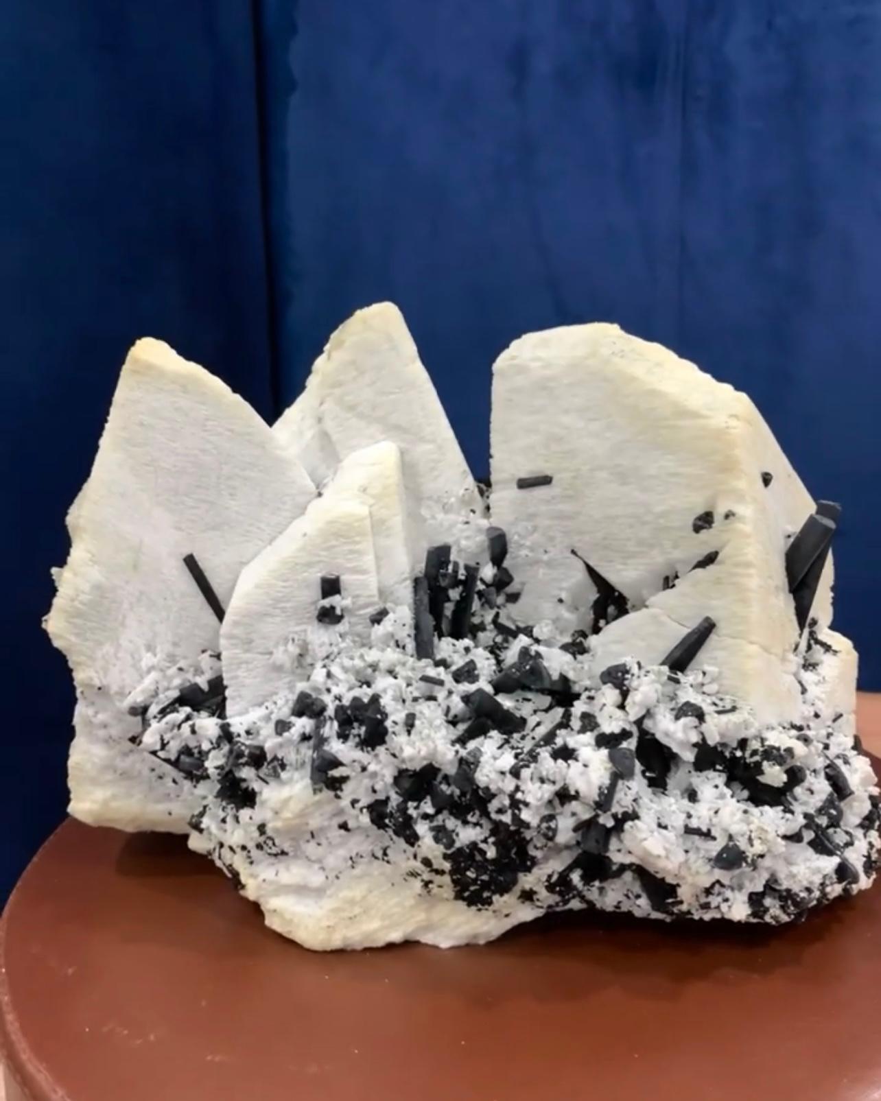 Modern Impressive Cluster Of Huge Microcline Feldspar With Black Tourmaline For Sale