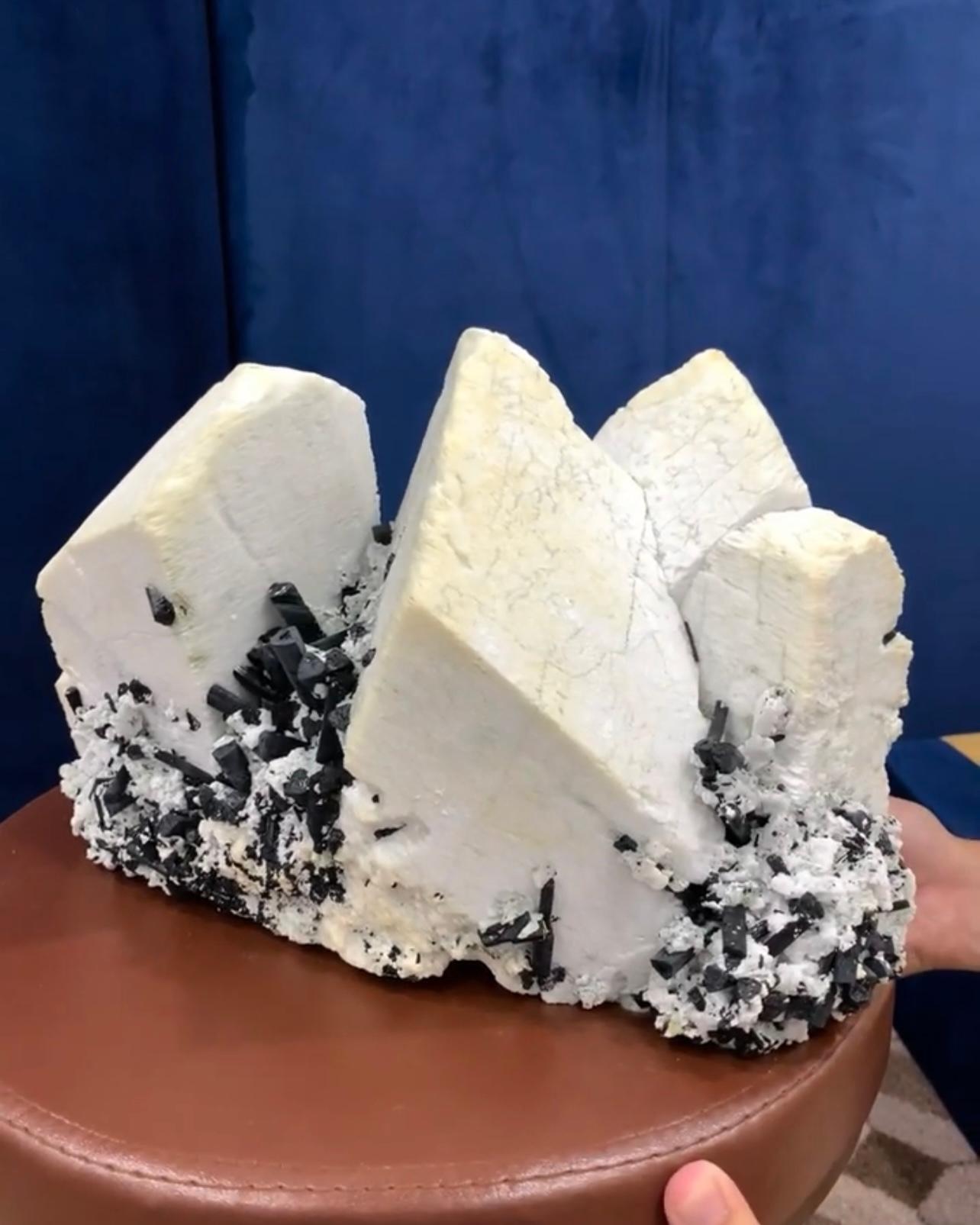 Impressive Cluster Of Huge Microcline Feldspar With Black Tourmaline In Good Condition For Sale In Peshawar, PK
