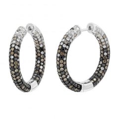 Impressive Cognac Diamond White Gold Hoop Earrings