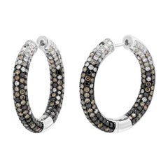 Impressive Cognac Diamond White Gold Hoop Earrings