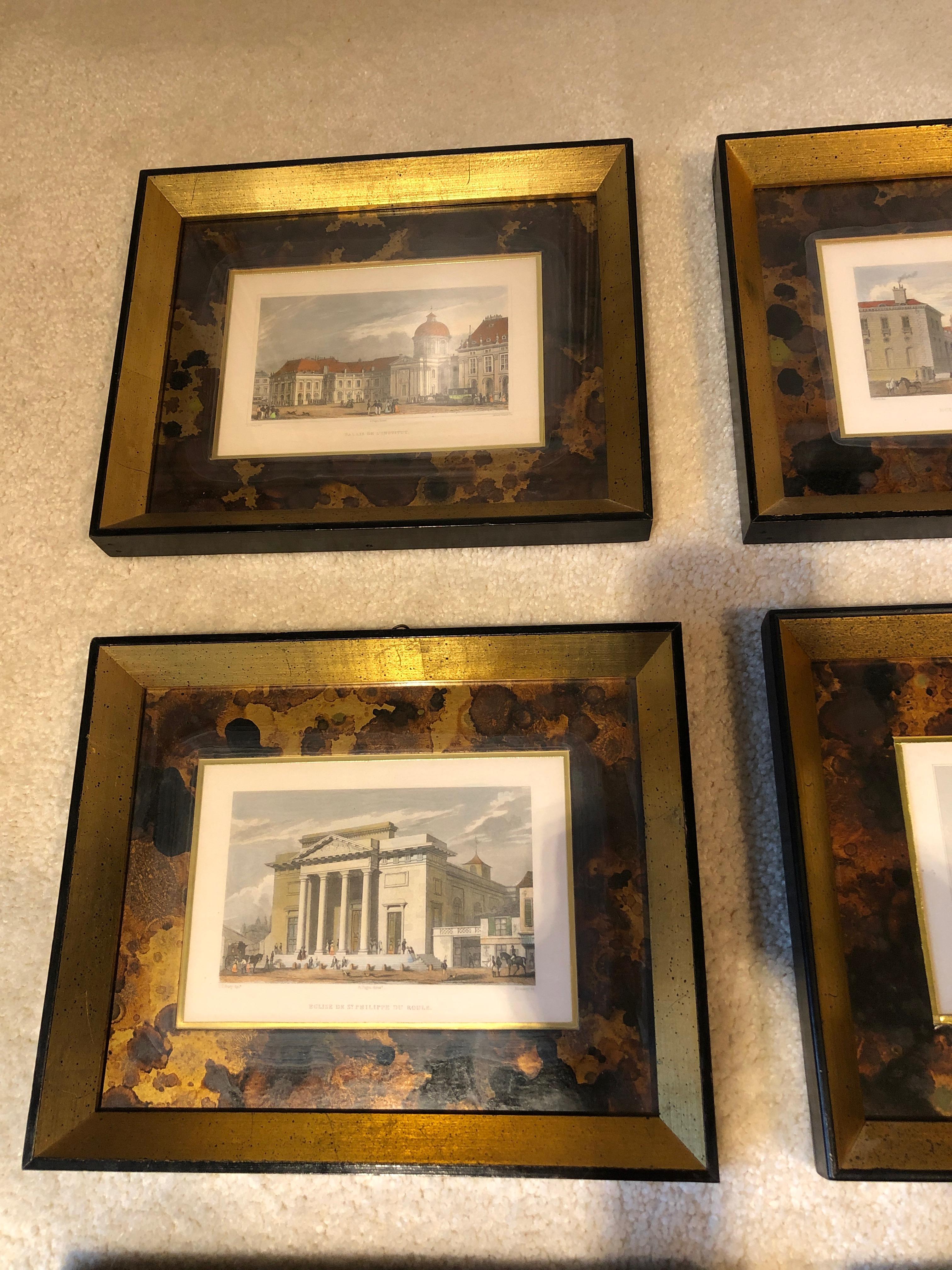 Paper Impressive Collection of 12 Antique Framed and Hand Colored Bookplate Engravings