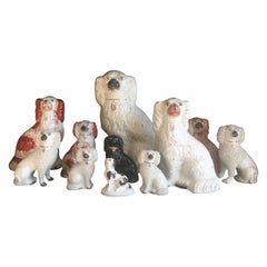 Antique Impressive Collection of 19th Century English Staffordshire Dogs