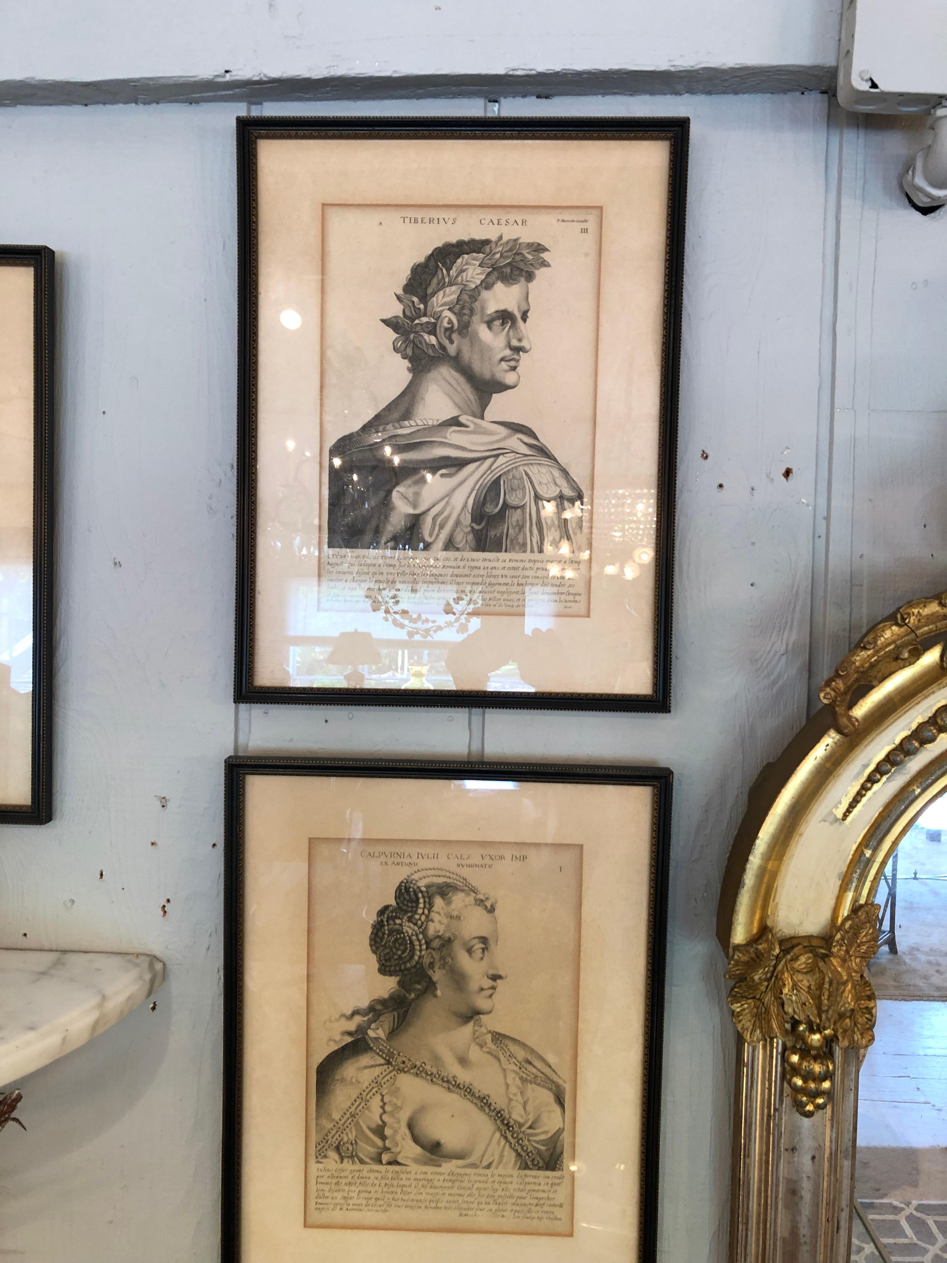 Impressive Collection of 8 Antique Etchings Portraits of Roman Leaders For Sale 4