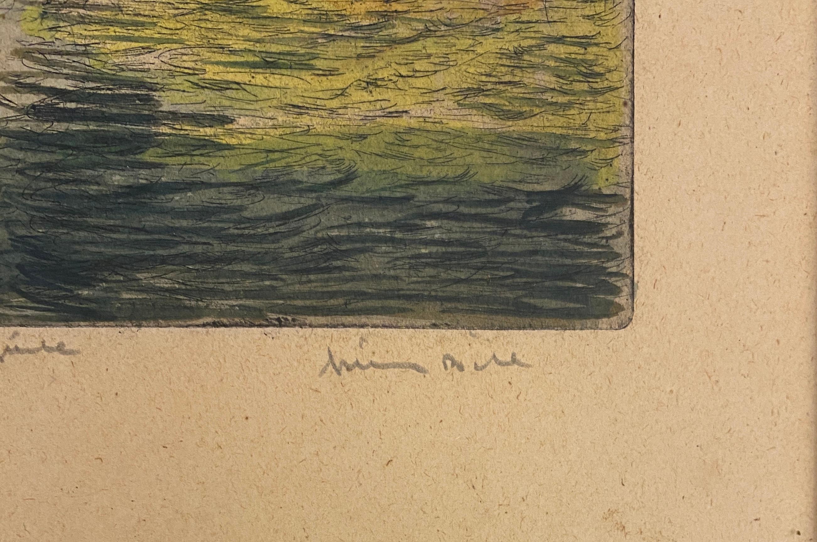 Beeindruckende kolorierte Radierung Venedig Italien Dogenpalast Art von Canaletto, signiert (Ungarisch) im Angebot