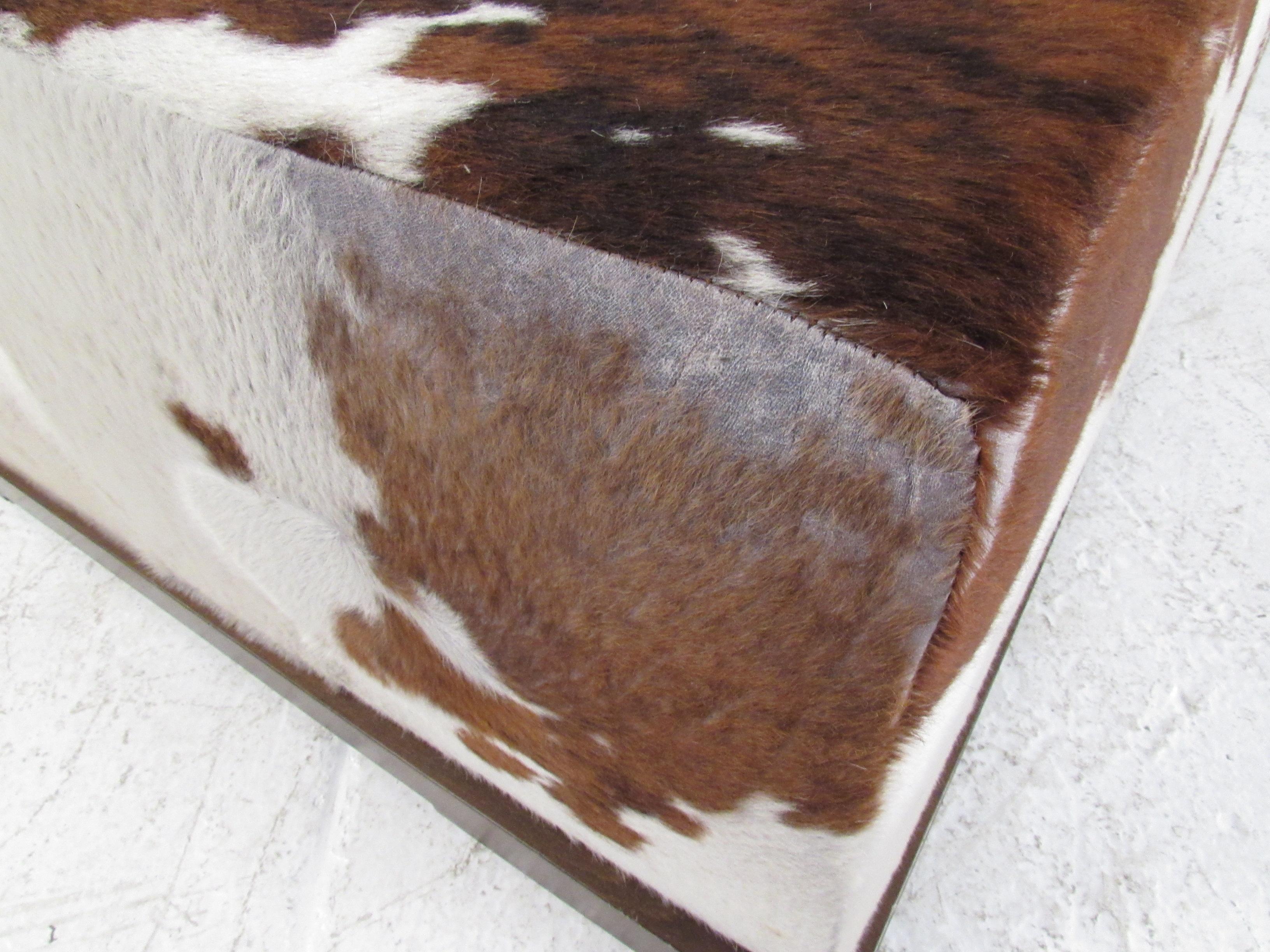 Mid-Century Modern Impressive Contemporay Modern Cowhide Ottoman