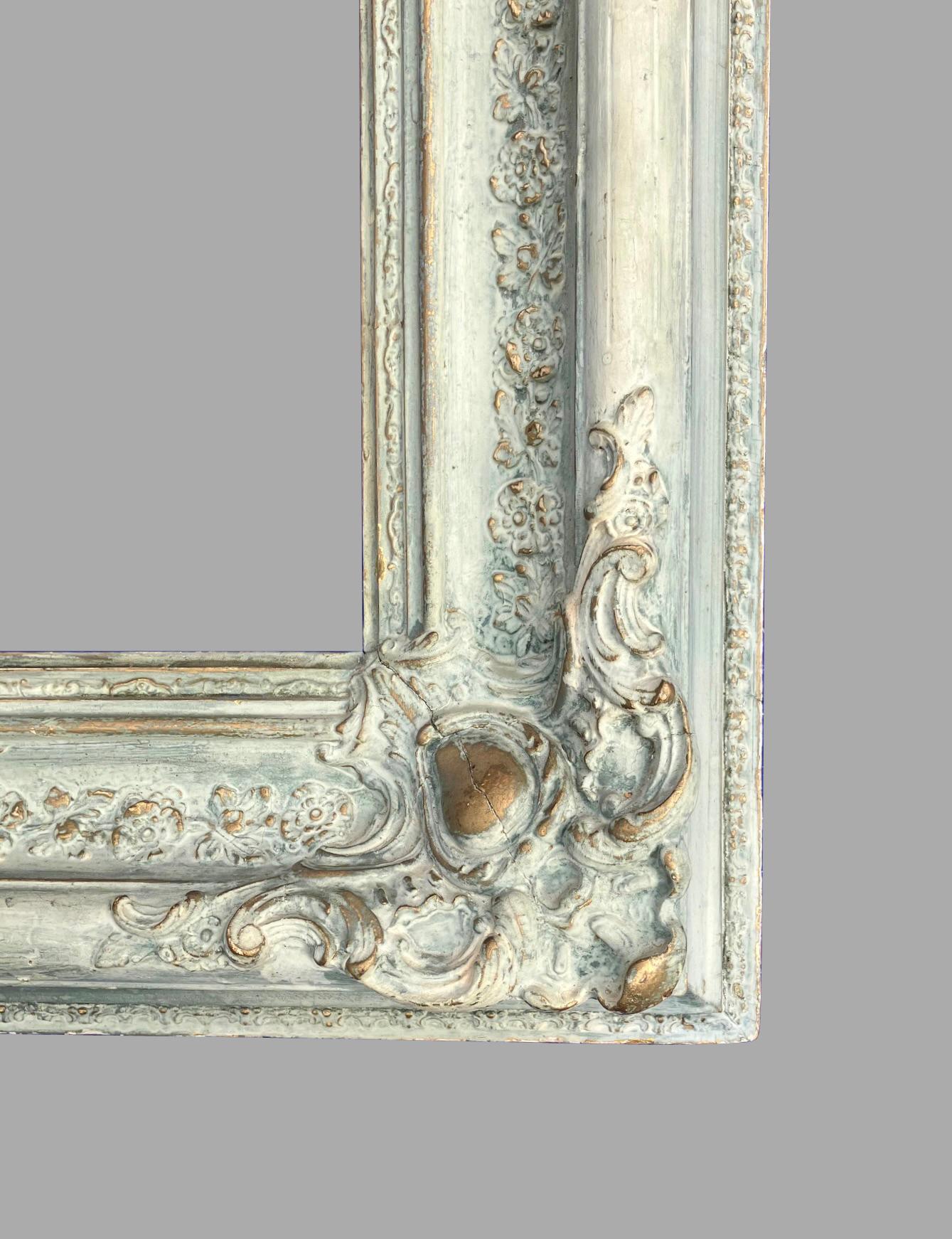 Baroque Impressive Continental Carved and Painted Eighteenth Century Picture Frame For Sale