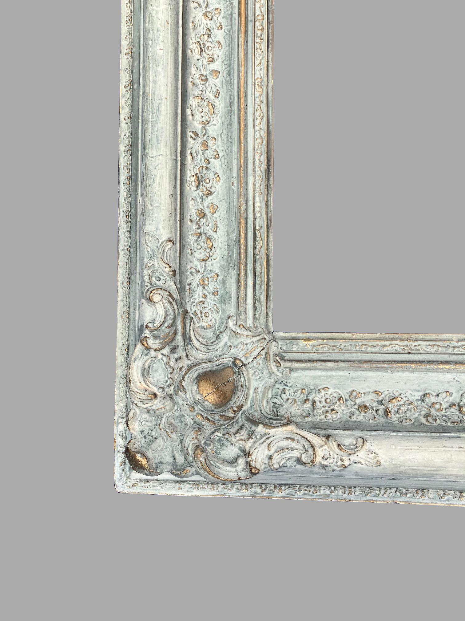 Italian Impressive Continental Carved and Painted Eighteenth Century Picture Frame For Sale