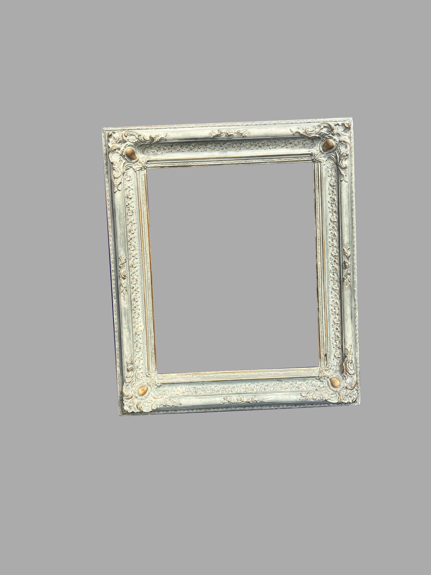 18th Century Impressive Continental Carved and Painted Eighteenth Century Picture Frame For Sale