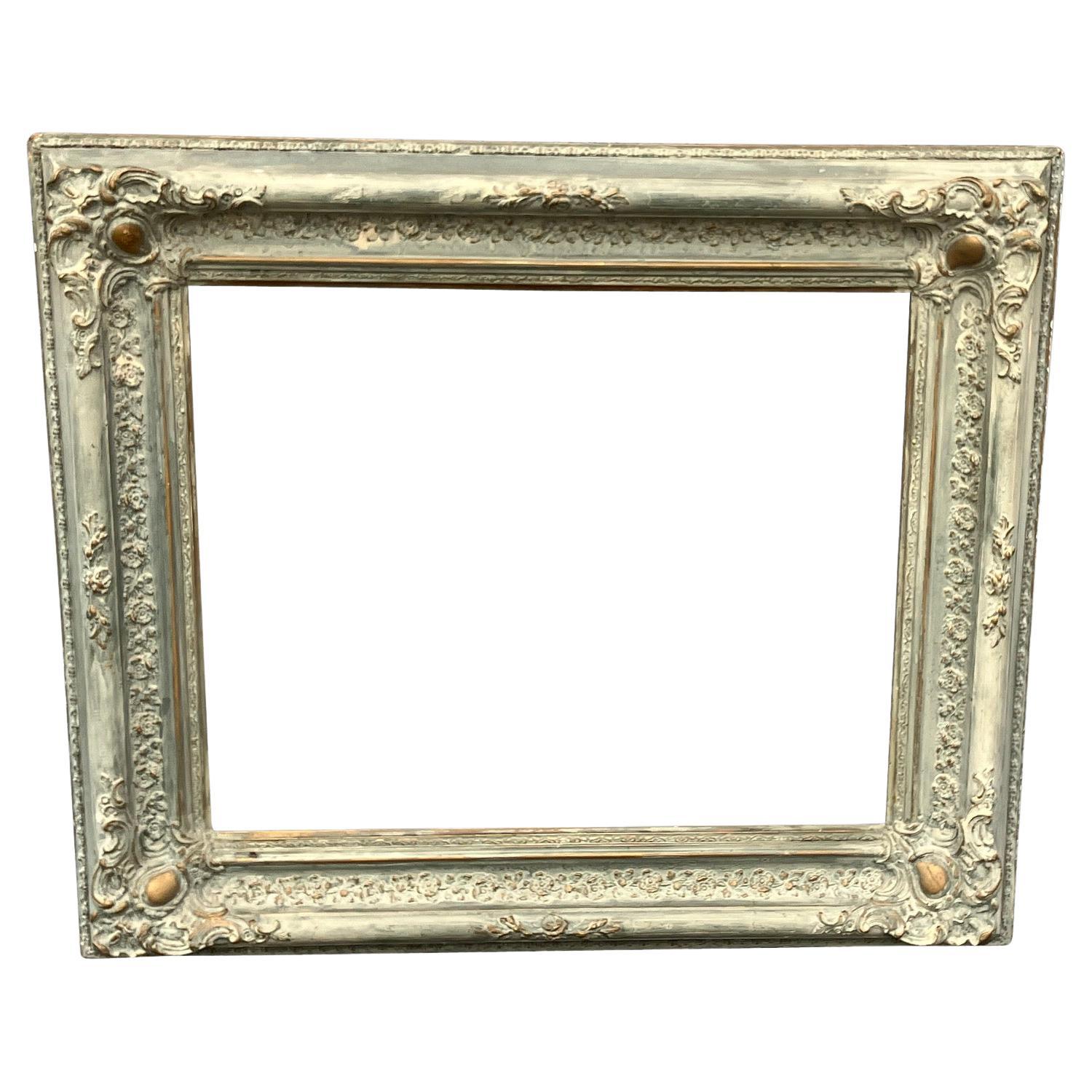 Impressive Continental Carved and Painted Eighteenth Century Picture Frame For Sale