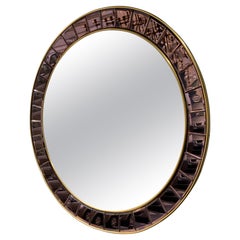 Impressive Cristal Arte Mirror with brown tiles Italy 1960 Impressive Cristal Arte Mirror with brown tiles Italy 1960