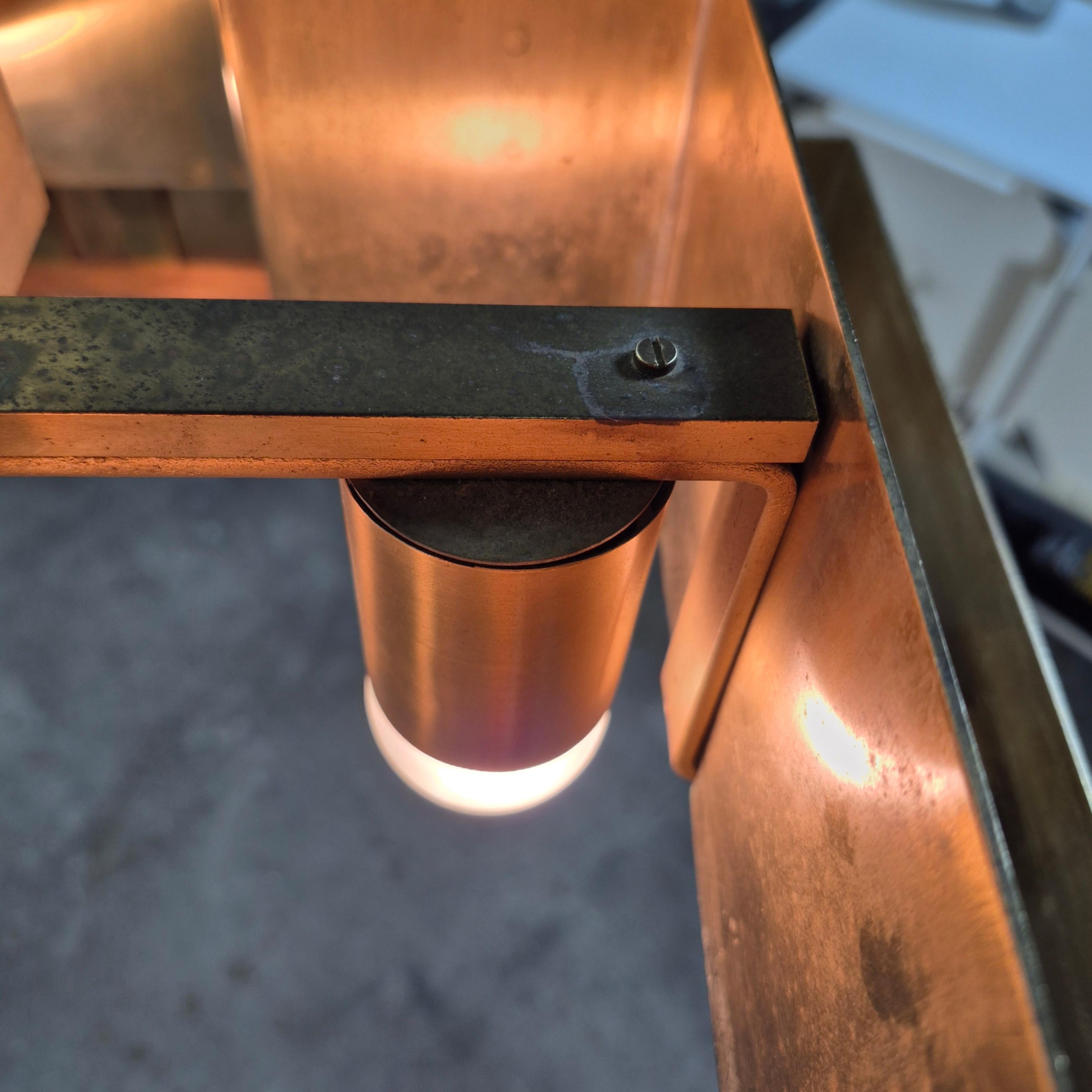 Impressive cubist chandelier made from copper, Germany 1960s For Sale 6
