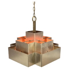 Impressive cubist chandelier made from copper, Germany 1960s