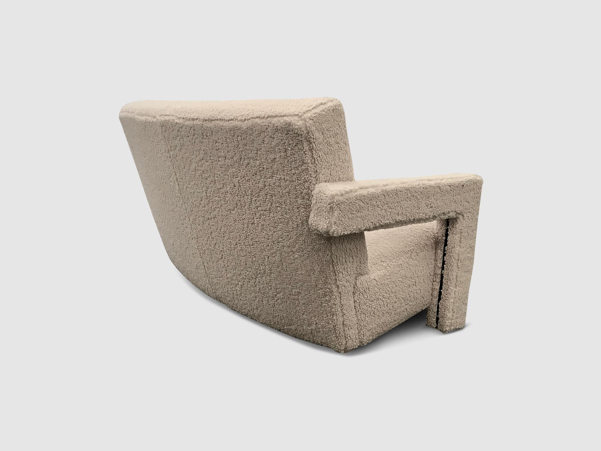 Bouclé Impressive Curved 637 Utrecht 3-Seater Sofa by Gerrit Rietveld for Cassina 1990s