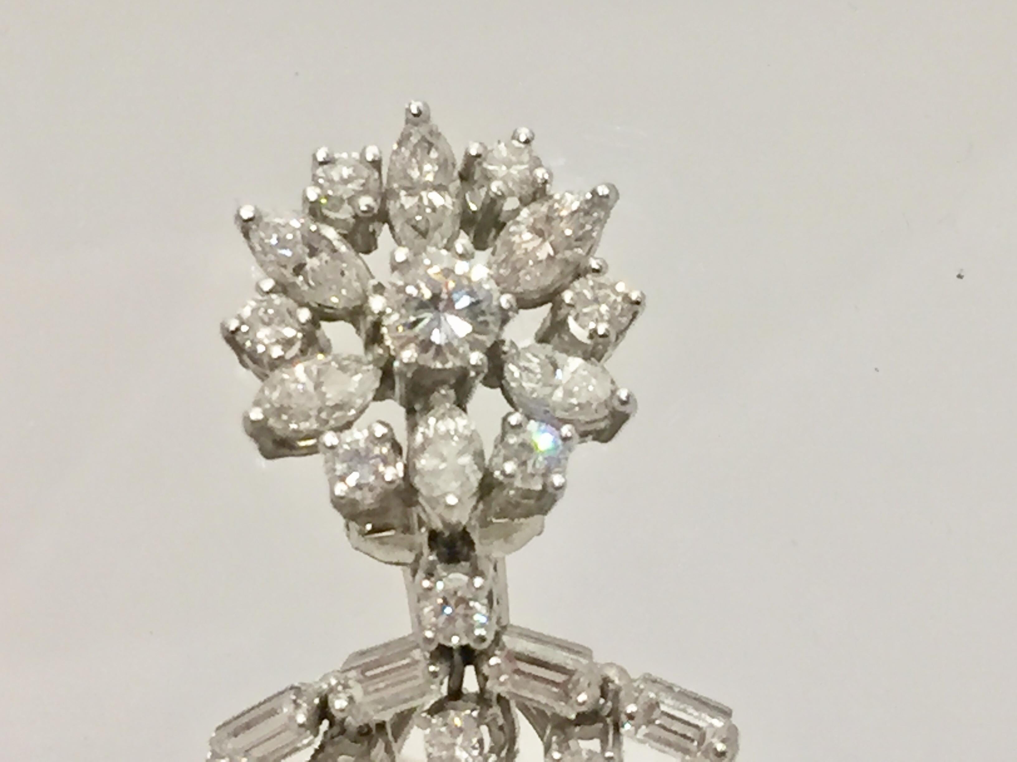 Round Cut Impressive Dangle Chandelier South Sea Pearl and Diamond Earrings