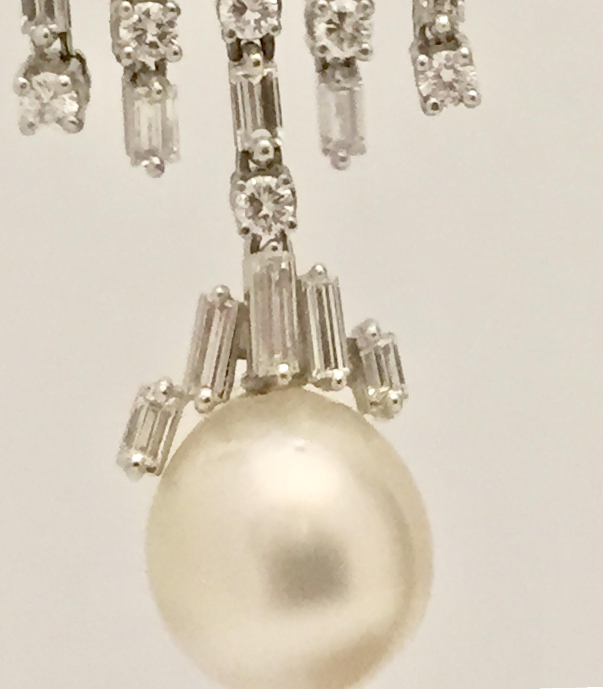 Women's Impressive Dangle Chandelier South Sea Pearl and Diamond Earrings