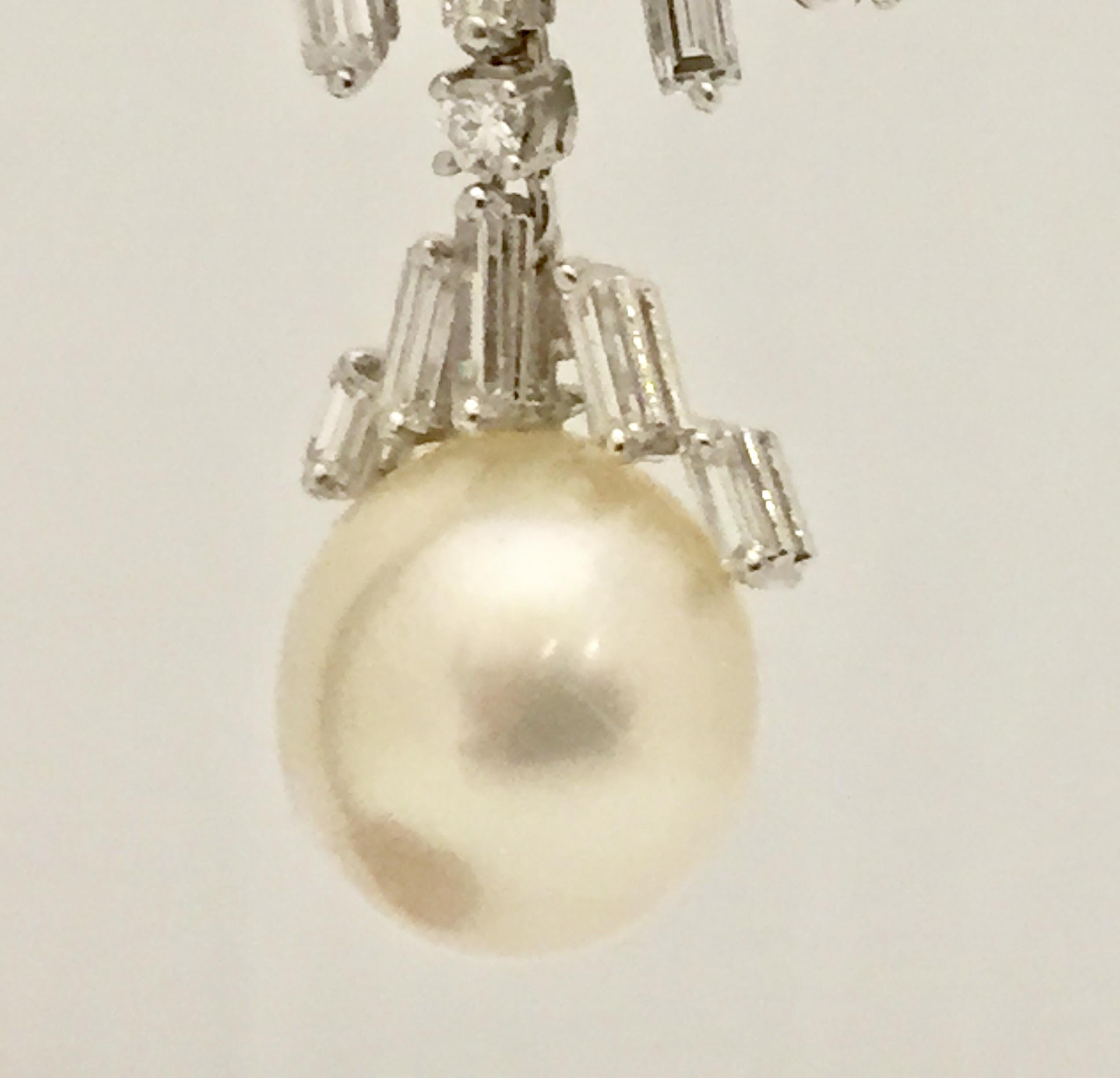 Impressive Dangle Chandelier South Sea Pearl and Diamond Earrings 1
