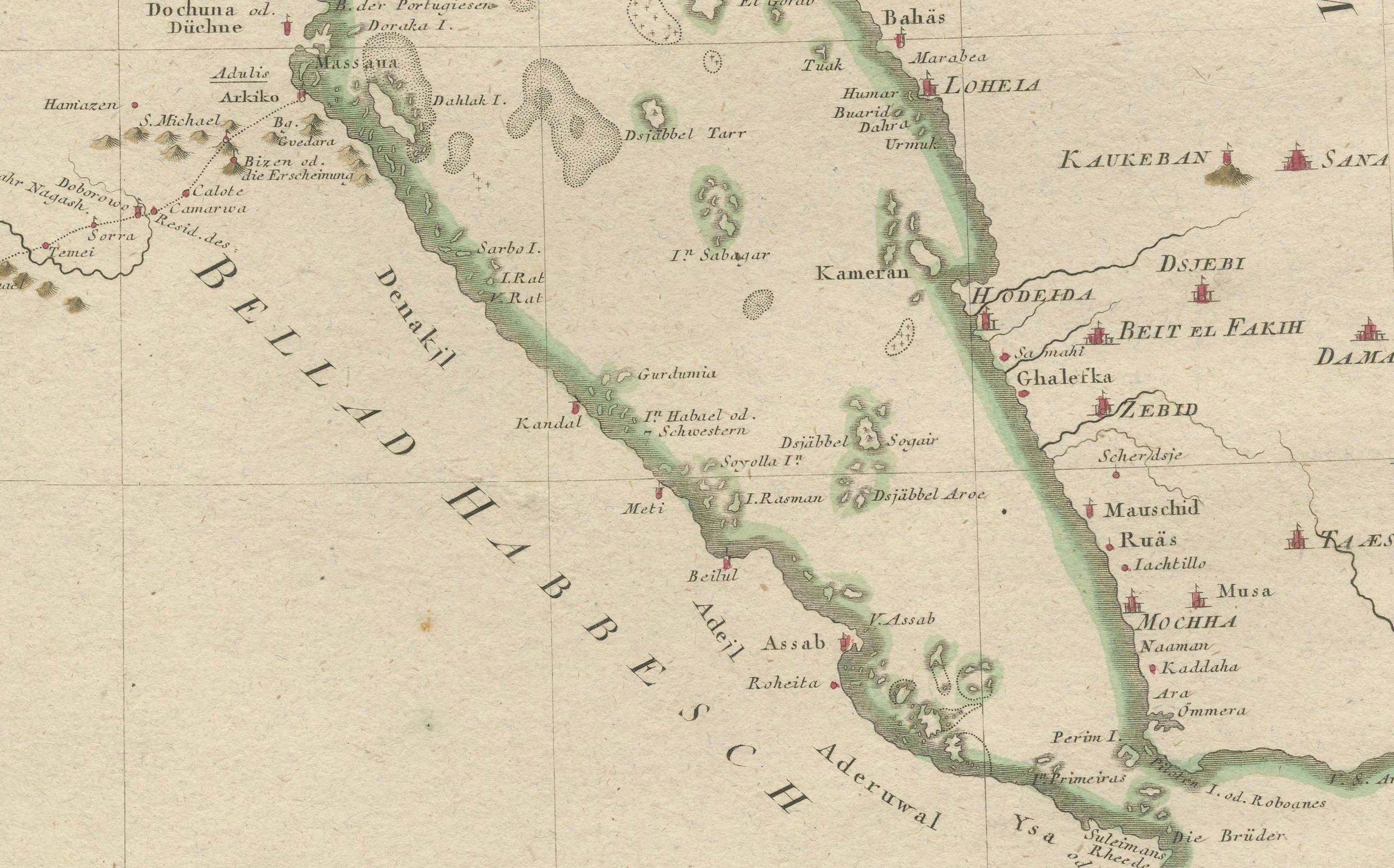 Late 18th Century Impressive Decorative Engraved Map of the Red Sea and Arabian Peninsula, 1787 For Sale