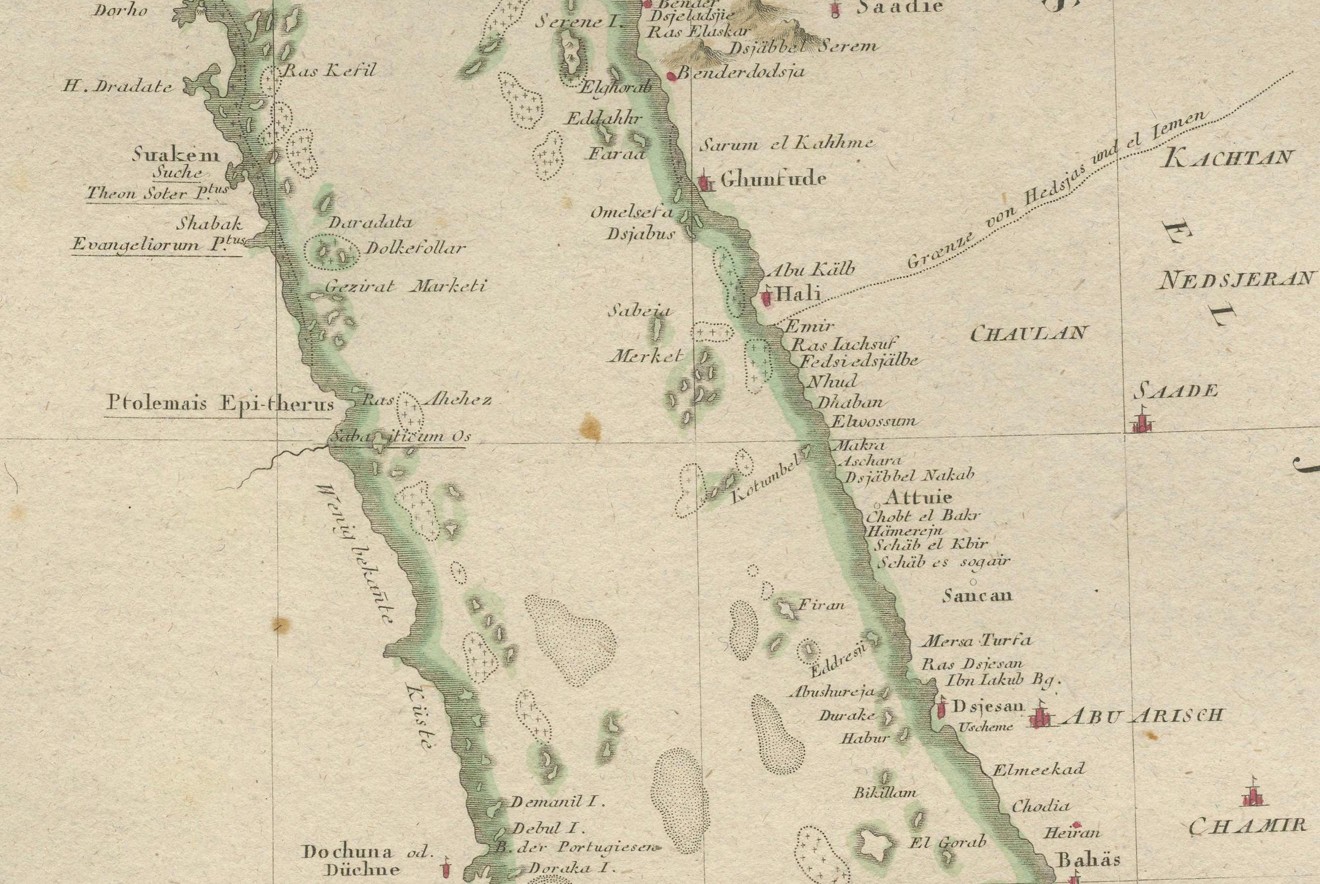 Paper Impressive Decorative Engraved Map of the Red Sea and Arabian Peninsula, 1787 For Sale