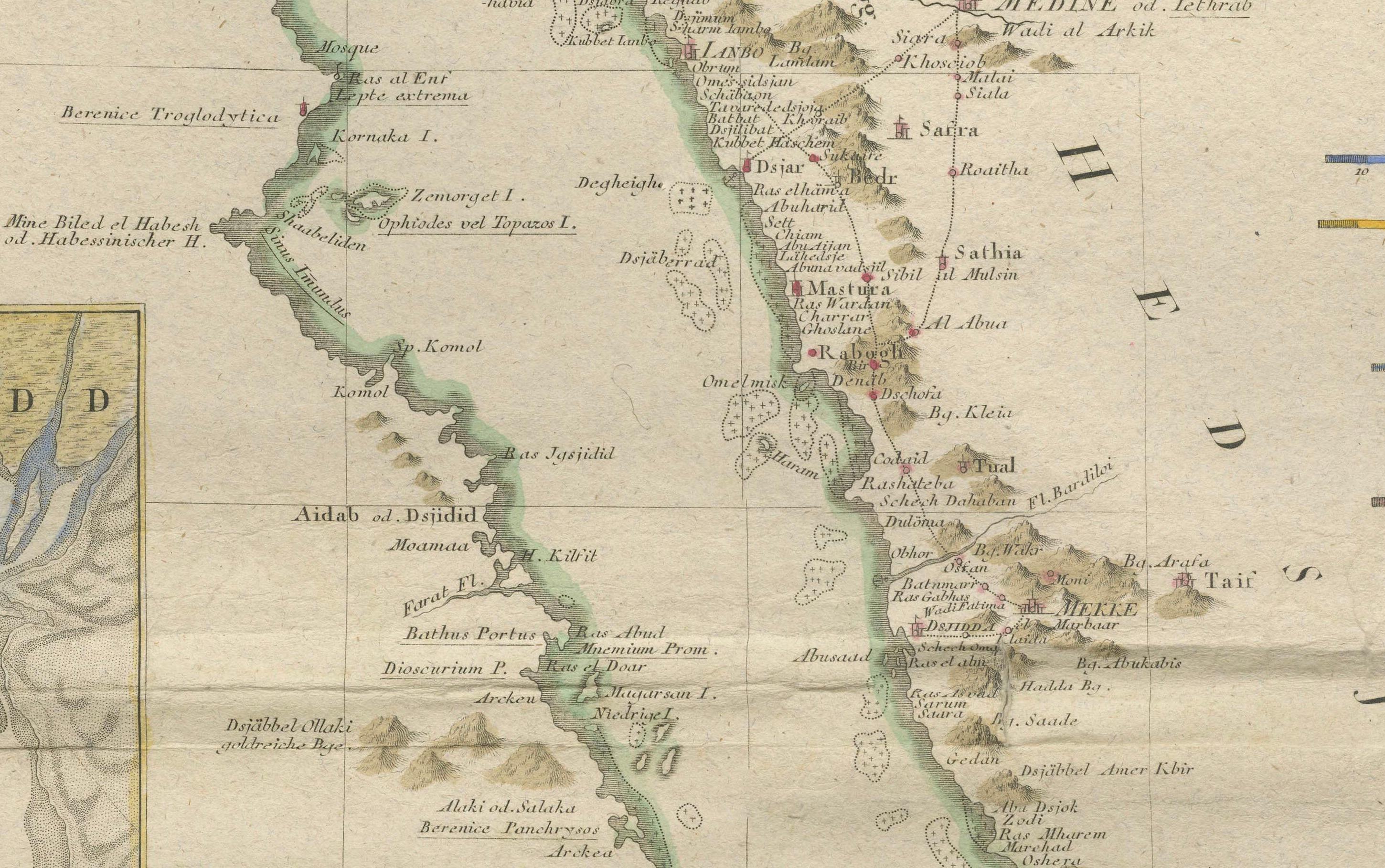 Impressive Decorative Engraved Map of the Red Sea and Arabian Peninsula, 1787 For Sale 1
