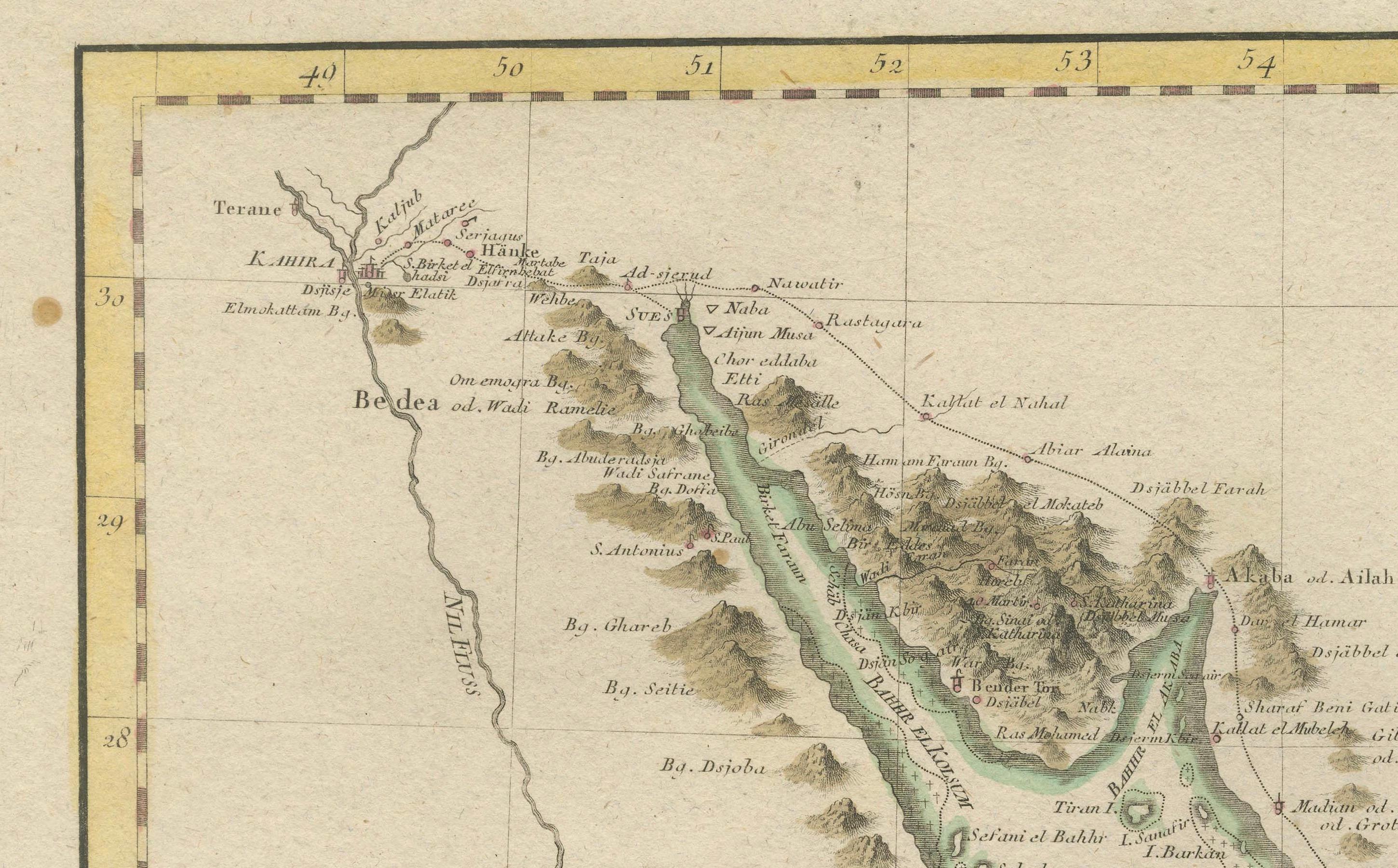 Impressive Decorative Engraved Map of the Red Sea and Arabian Peninsula, 1787 For Sale 3