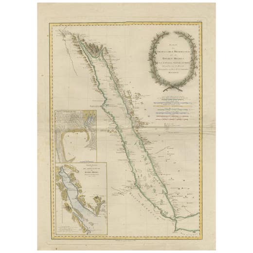 Impressive Decorative Engraved Map of the Red Sea and Arabian Peninsula, 1787