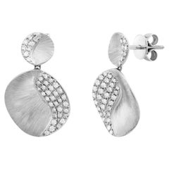 Impressive Diamond Dangle White 14k Gold Earrings for Her