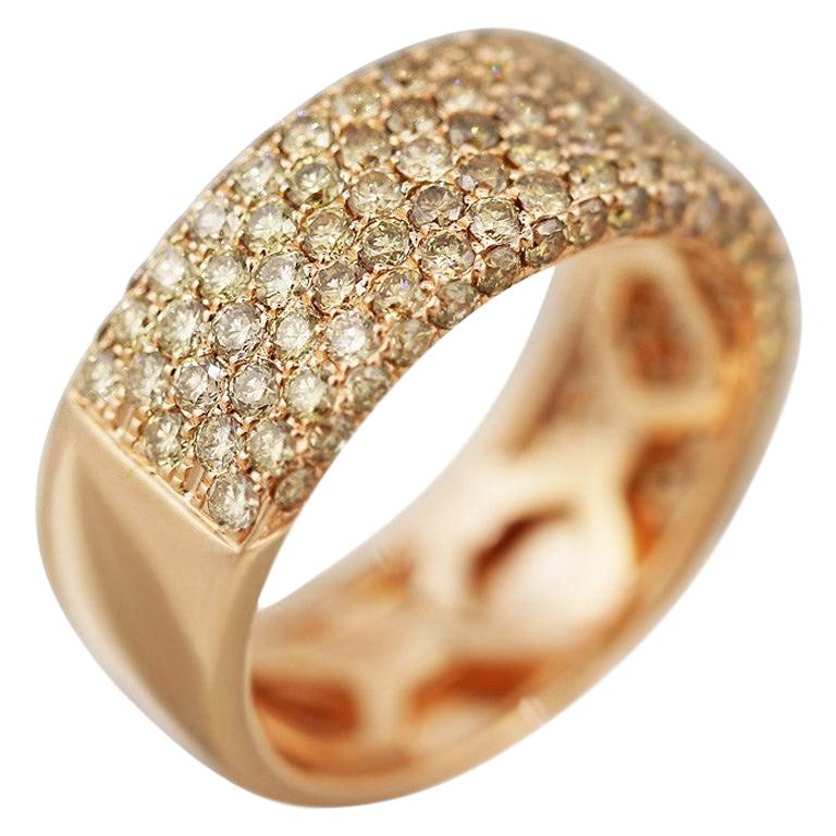 Impressive Diamond Pink Gold Ring For Sale