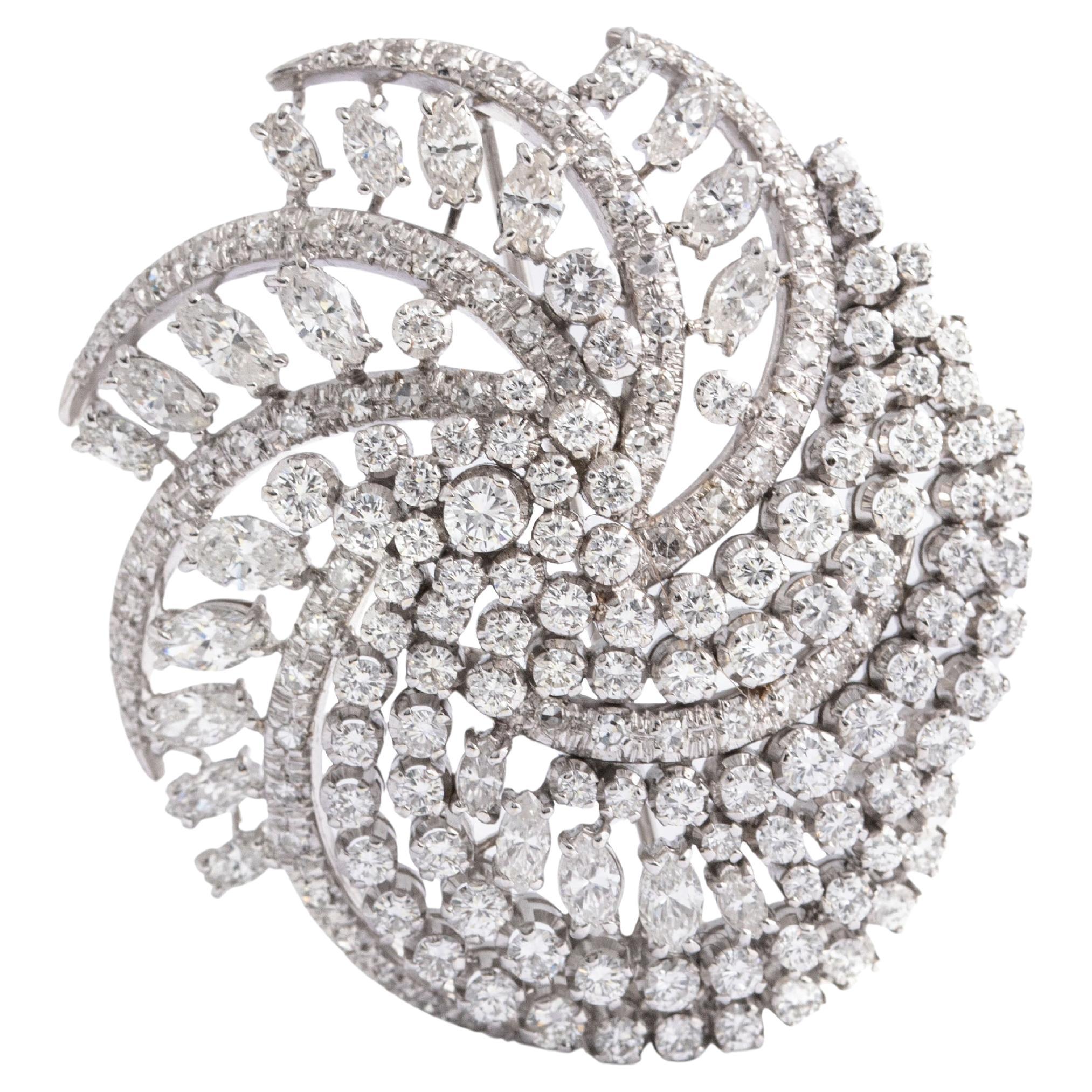 Impressive Diamond White Gold Brooch For Sale