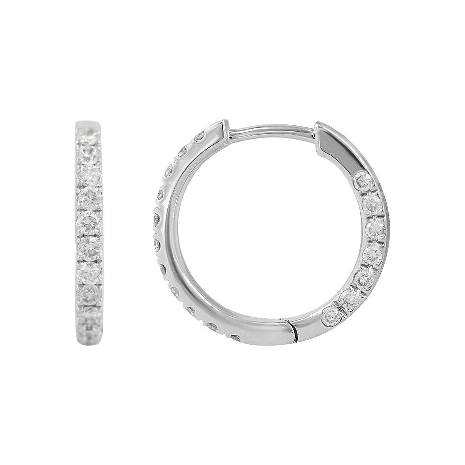 Impressive Diamond White Gold Hoop Earrings For Sale