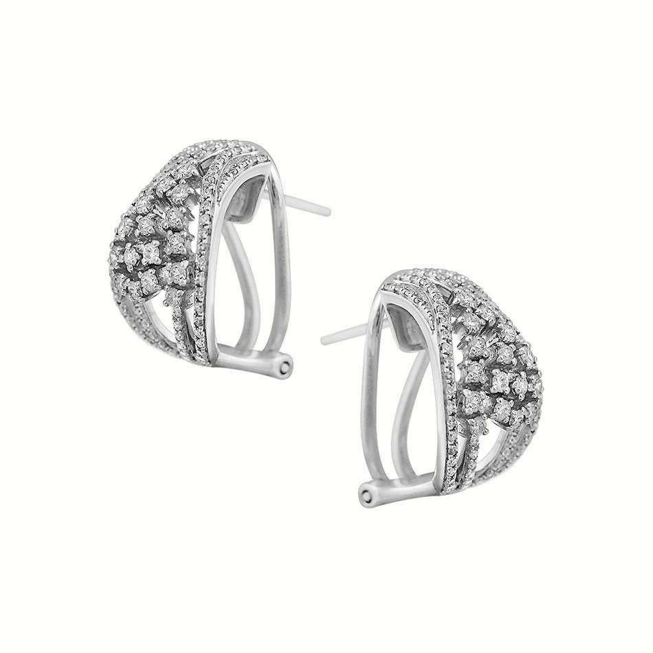 Modern Impressive Diamond White Gold Lever Back Earrings For Sale