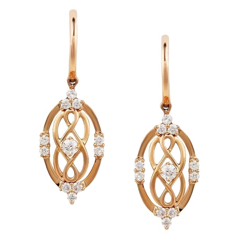 Boucles d'oreilles pendantes impressionnantes en or jaune avec diamants