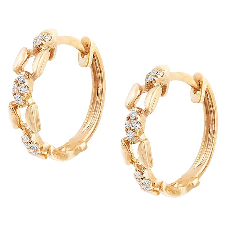 Yellow Gold 18 Karat Cognac Diamond Hoop Earrings For Sale (Free ...