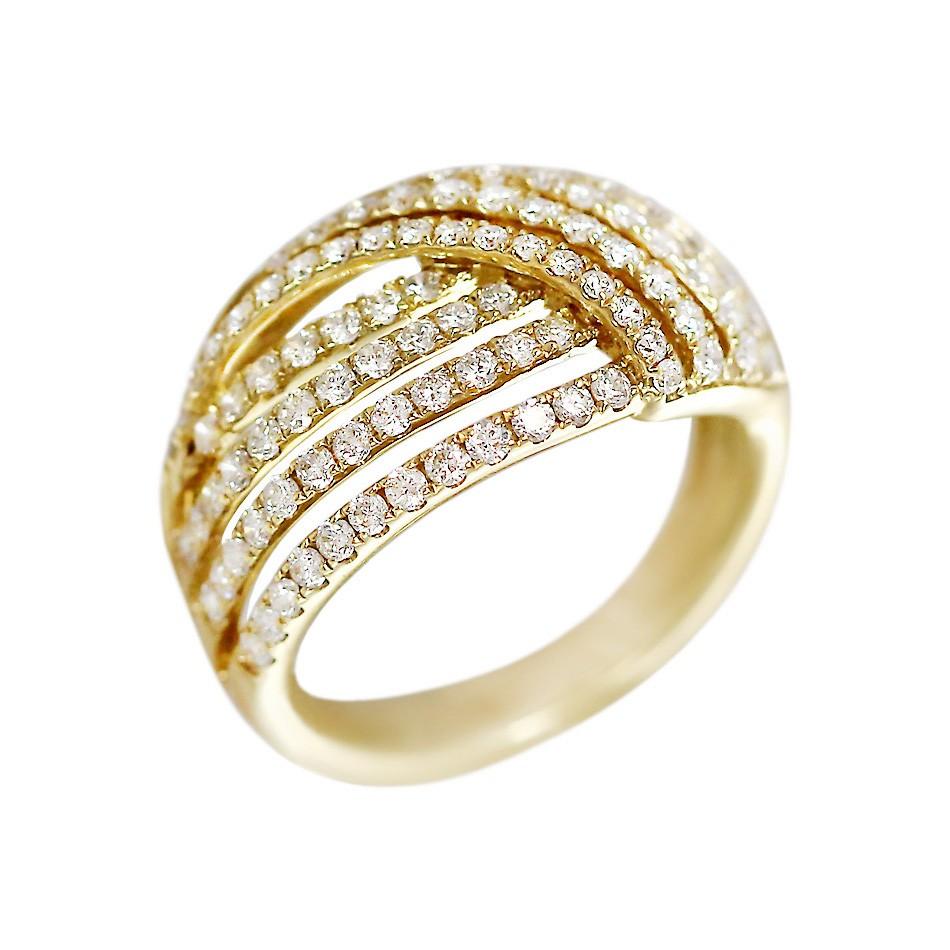 Modern Impressive Diamond Yellow Gold Ring For Sale