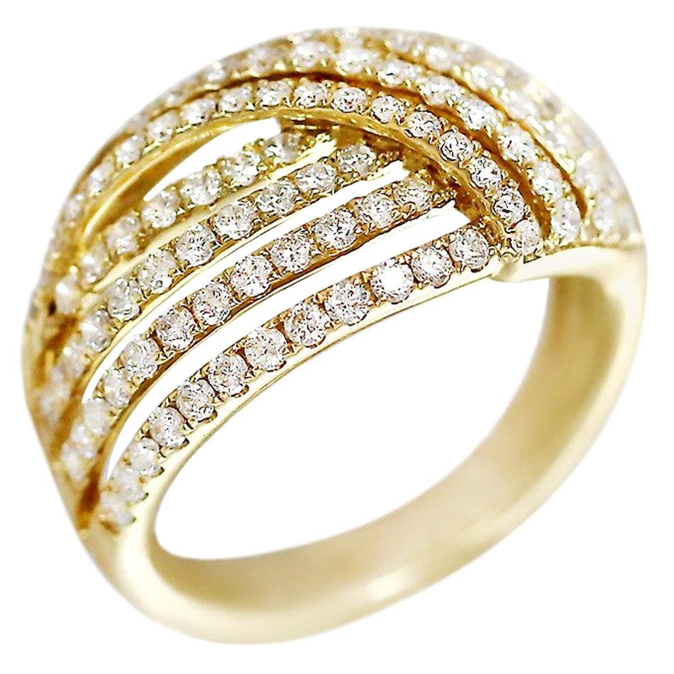 Impressive Diamond Yellow Gold Ring For Sale