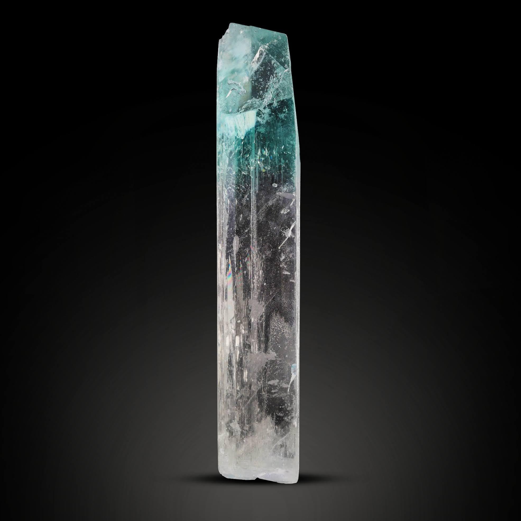 Art Deco Impressive Double Terminated Bicolor Hiddenite Kunzite Crystal From Afghanistan For Sale