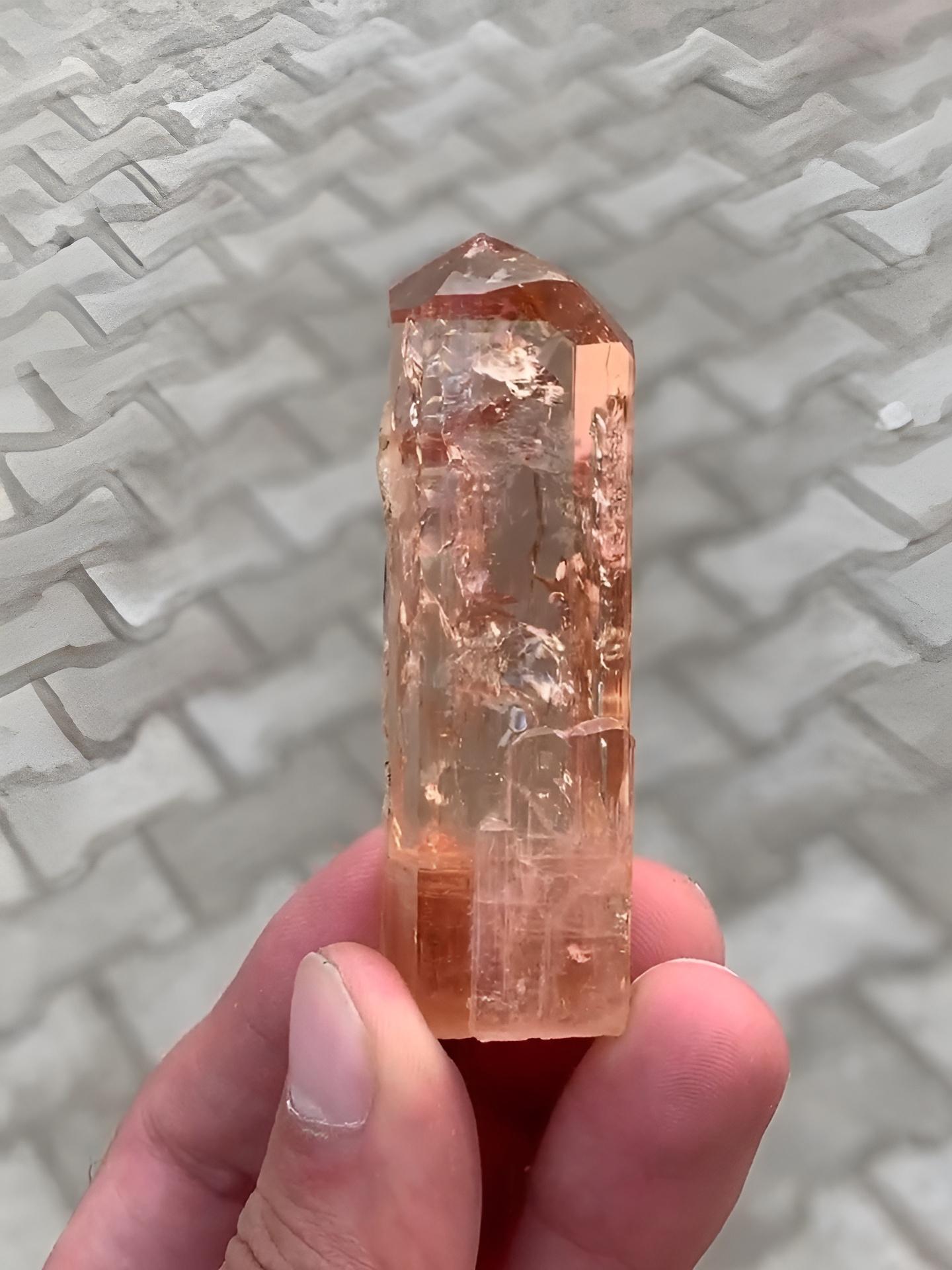 Art Deco Impressive Double Terminated Lustrous Imperial Topaz Crystal From Pakistan