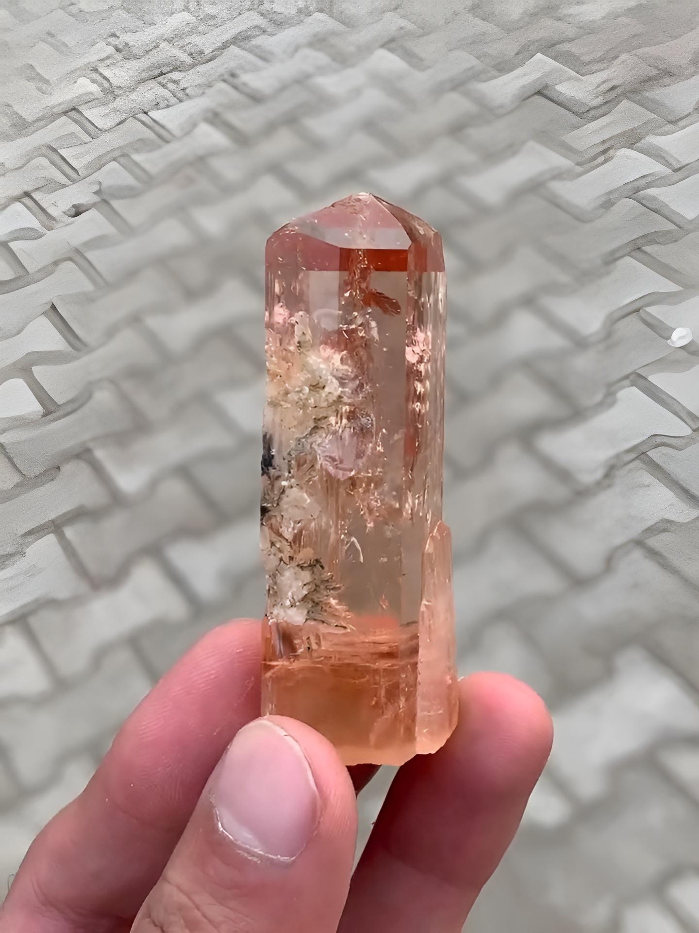 Uncut Impressive Double Terminated Lustrous Imperial Topaz Crystal From Pakistan
