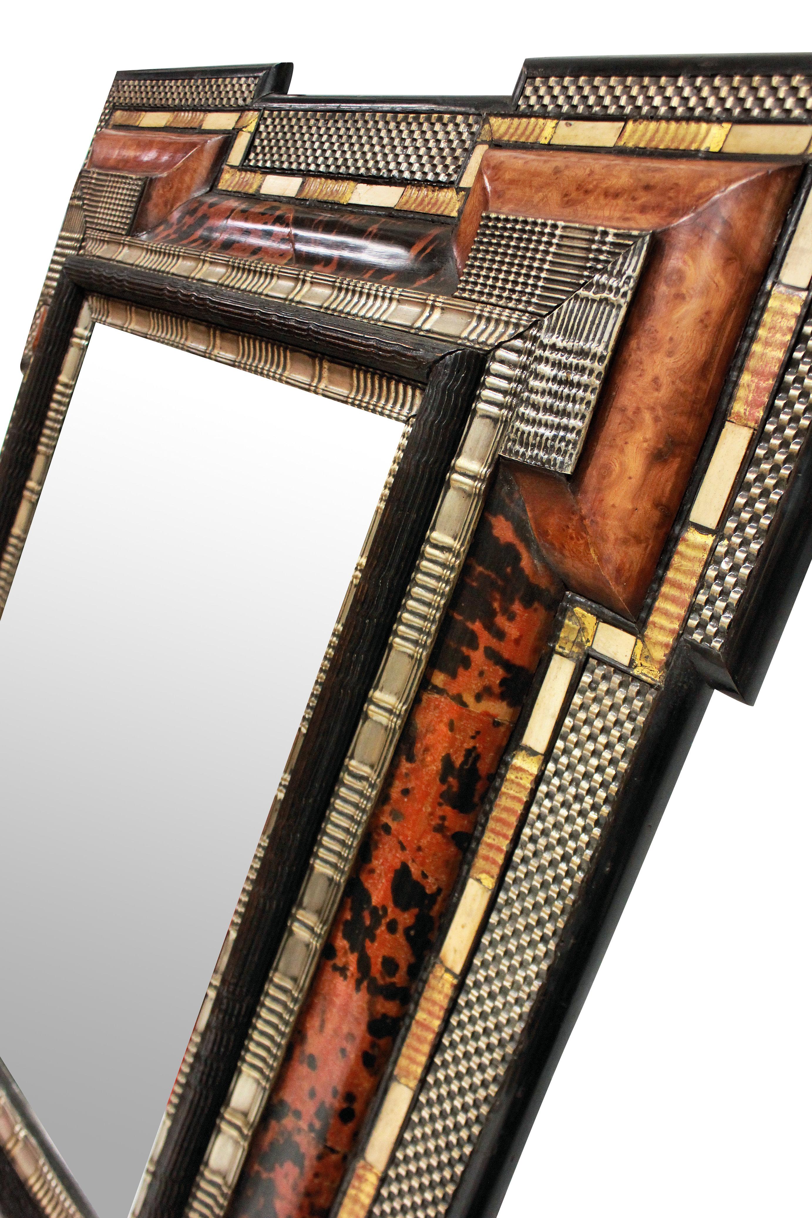 Tortoise Shell Impressive Dutch Mirror in Tortoiseshell and Silver